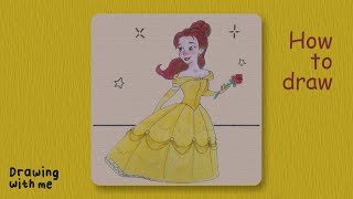 How to Draw Disney Princess Belle from Beauty and the Beast Cute | drawingwithme