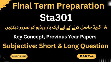 Sta301 Final term Most Important Question Part-4 Spring 2024| Critical Value(Statistic Probability)