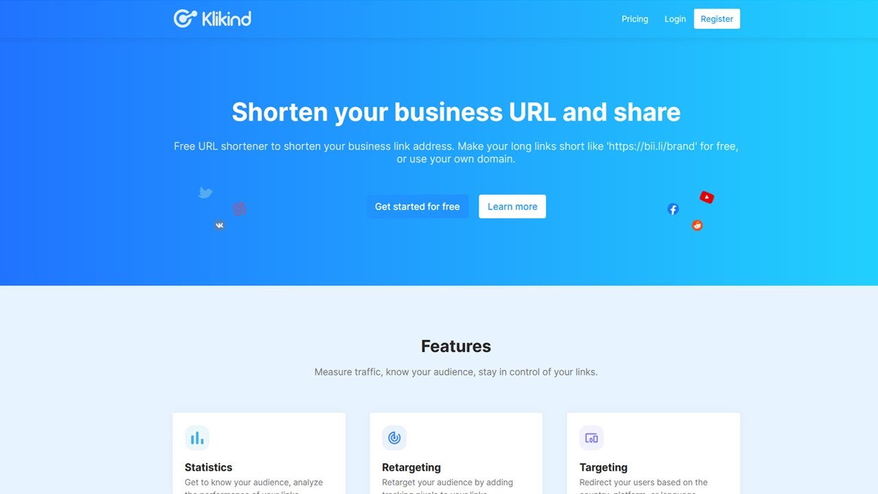 Free URL shortener, How to Start Registering at Klikind.com