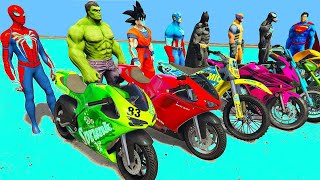 Spiderman With Superheroes Motorcycles Race - سبايدرمان مع الأبطال الخارقين سباق الدراجات النارية