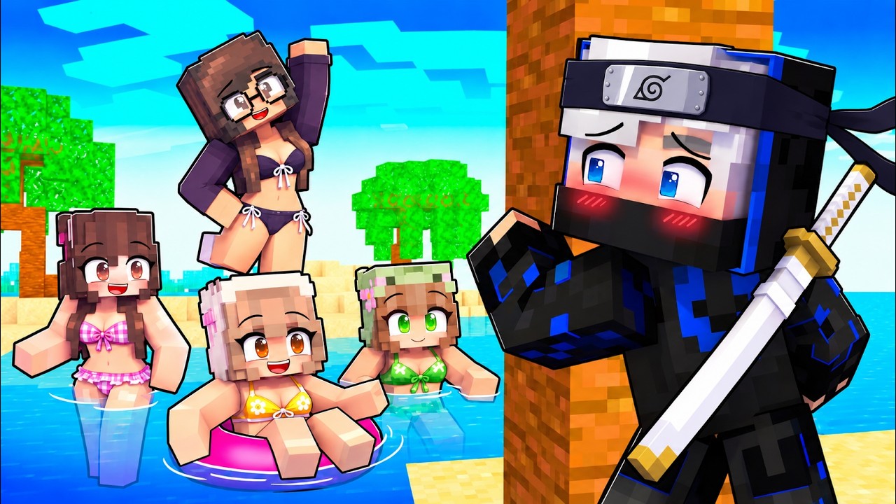 ONE NINJA on GIRLS only ISLAND in Minecraft!