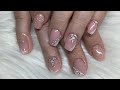 White Glitter Nail Art | Opal Swarovski Crystals | Builder (Hard) Gel Fill In