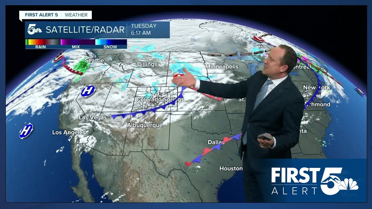 Warm and breezy Tuesday, with snow showers for the high country - YouTube