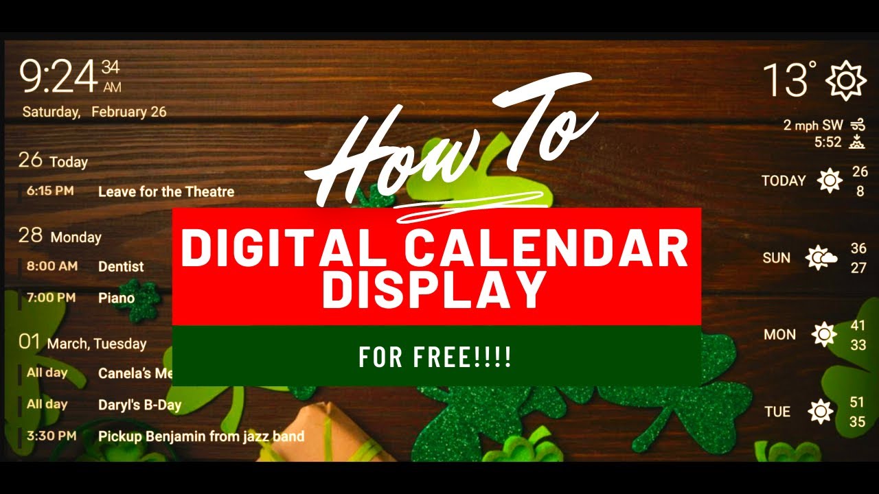 How to Make a Free Digital Calendar Display YouTube