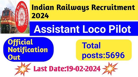 Indian Railways Recruitment 2024 ll Assistant Loco Pilot Notification Out ll ALP Recruitment 2024