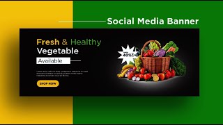 Social media groceries banner design for web marketing in photohop cc 2020