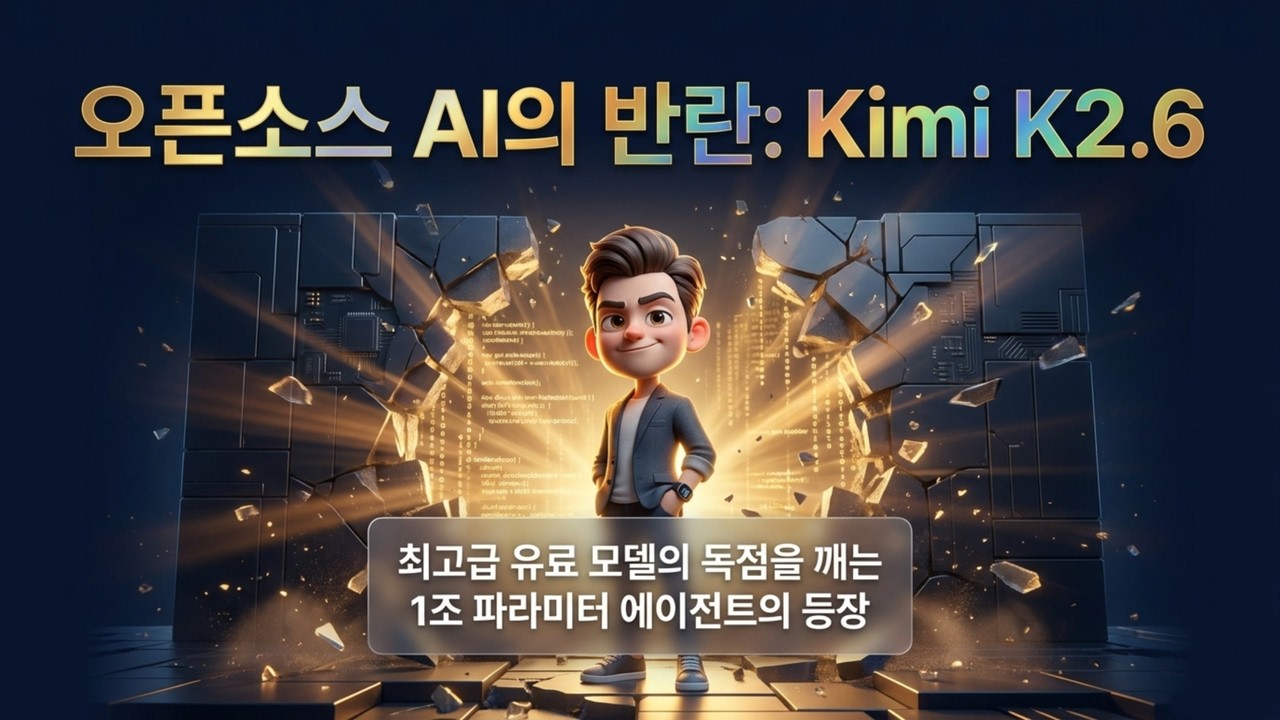 ⁣[Kimi K2.6] 유료 모델의 종말? 오픈소스 AI Kimi K2.6이 생태계를 파괴하는 이유 | 13시간 스스로 코딩하는 1조 모델 Kimi K2