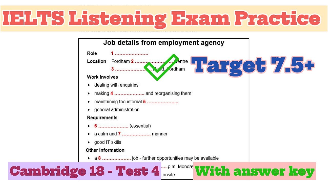 Cambridge 18 Test 4 with Answer Key| IELTS PRACTICE TEST BAND 7.0 ...