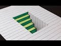 How to Draw 3D Steps in a Hole - Line Paper Trick Art