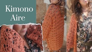 Kimono a crochet de talla única, fácil casi sin costuras y  solo cuatro filas. #crochetpasoapaso