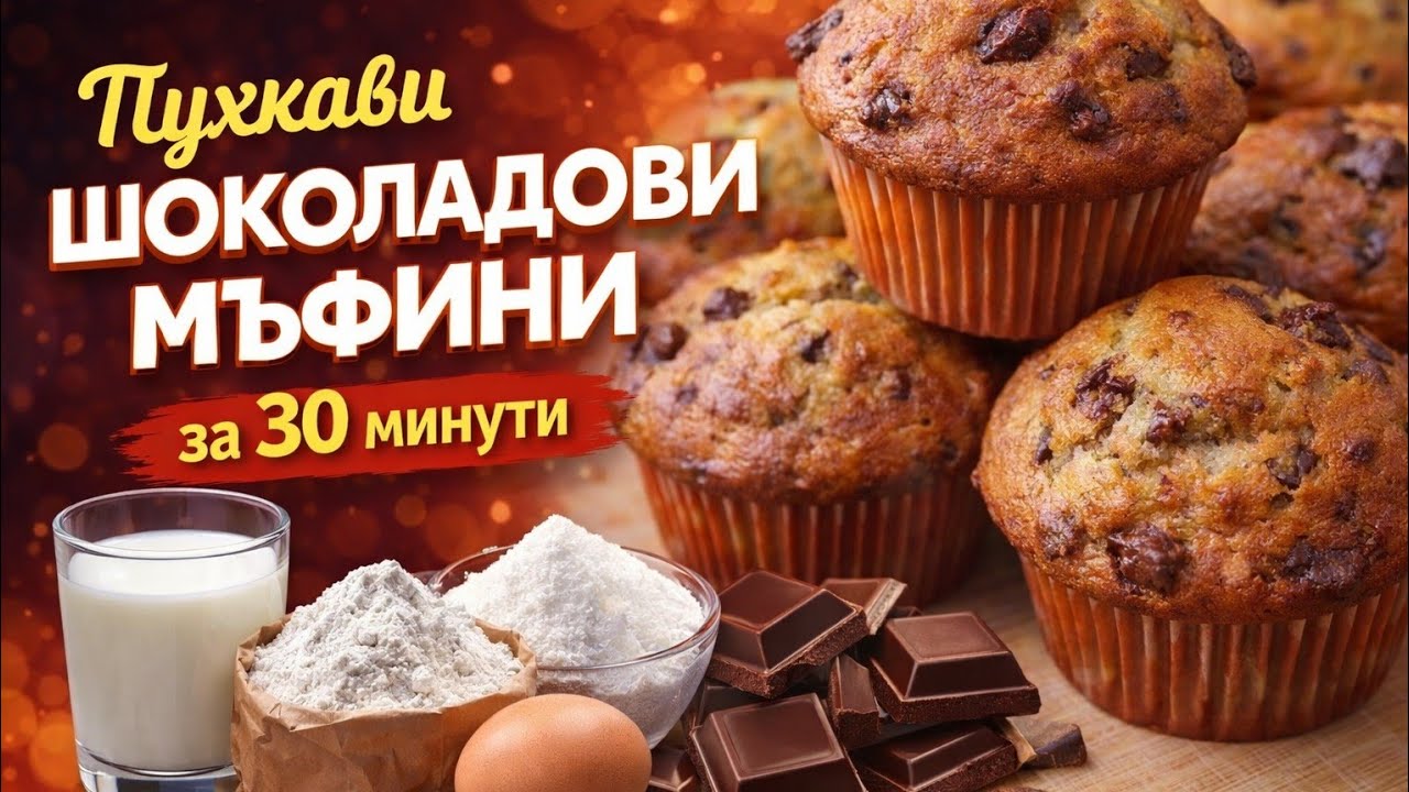 🍫✨ Пухкави ШОКОЛАДОВИ МЪФИНИ за 30 минути! | Fluffy Chocolate Muffins in 30 Minutes! 🧁🔥