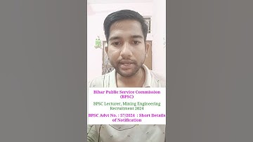 Bihar New Vacancy 2024 | BPSC Lecturer Mining Engineering Recruitment 2024