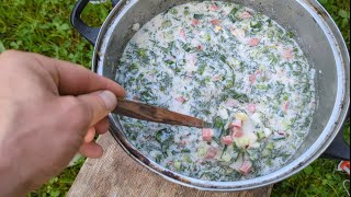 OKROSHKA Recipe. When it's hot outside. A cold liquid dish that contains many vitamins.