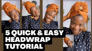 5 QUICK & EASY TURBAN/HEADSCARF Tutorial for faux Locs & Braids