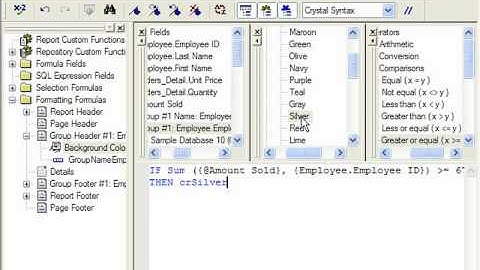 Crystal Reports Tutorial Conditionally Formatting a Section Business Objects Training Lesson 10.3