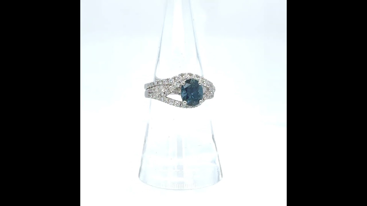 Montana Sapphire & Diamond Ring 14K White Gold Wedding Set