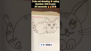 2️⃣0️⃣0️⃣ Turns into a Cat?! Try This Easy Drawing in 30 Sec! 😺✏️🔥😱 #shorts #artshorts