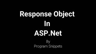 Response Object In Asp Net