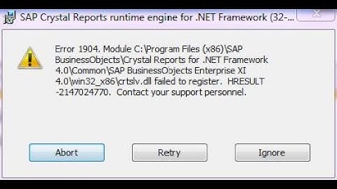 How to fix Crystal Report Installation Error 1904   crtslv dll failed to register