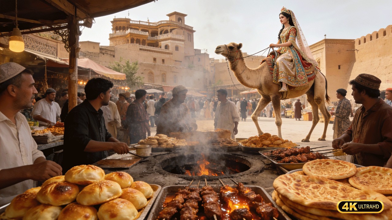 Китайско-афганский пограничный базар | Парад верблюдов в древнем городе