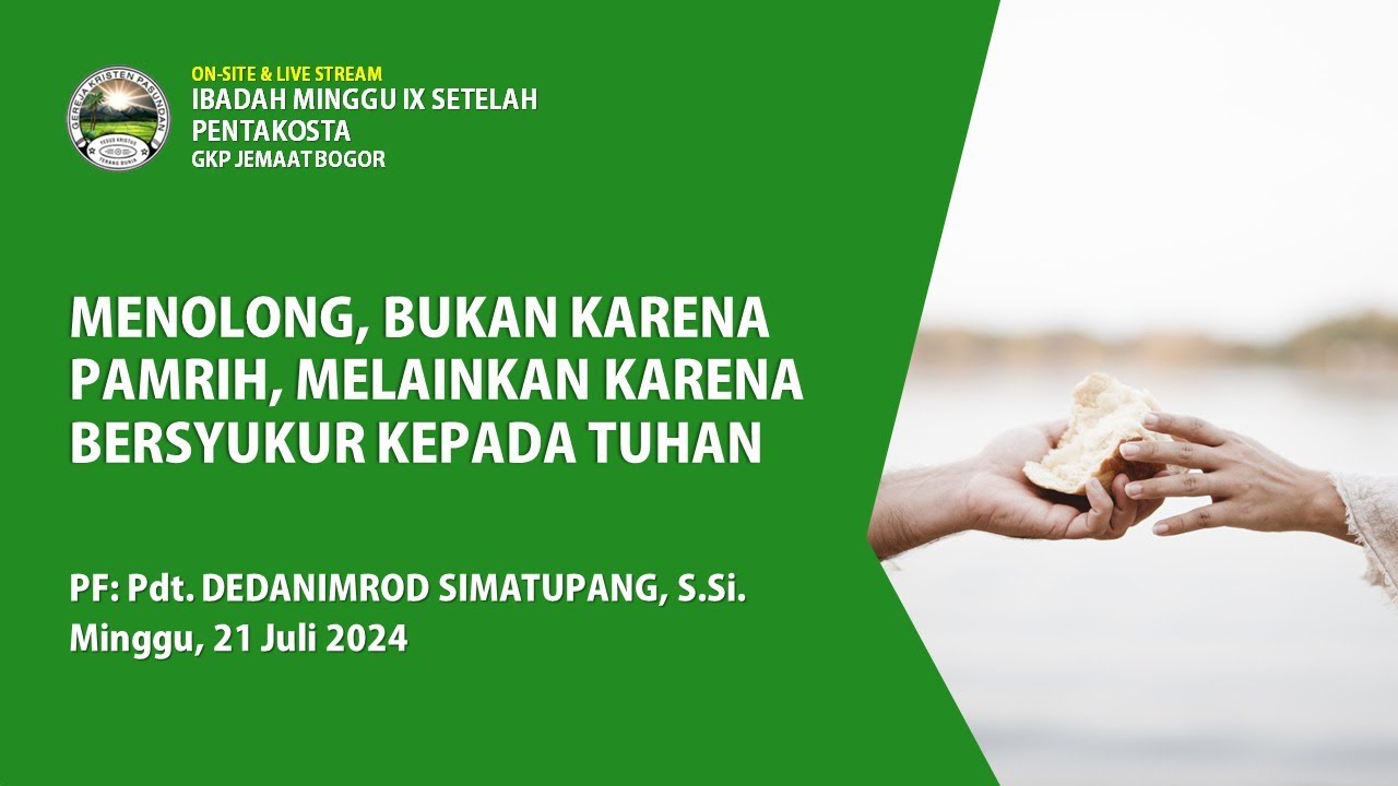 [LIVE] KEBAKTIAN MINGGU IX SESUDAH PENTAKOSTA | MINGGU, 21 JULI 2024 ...