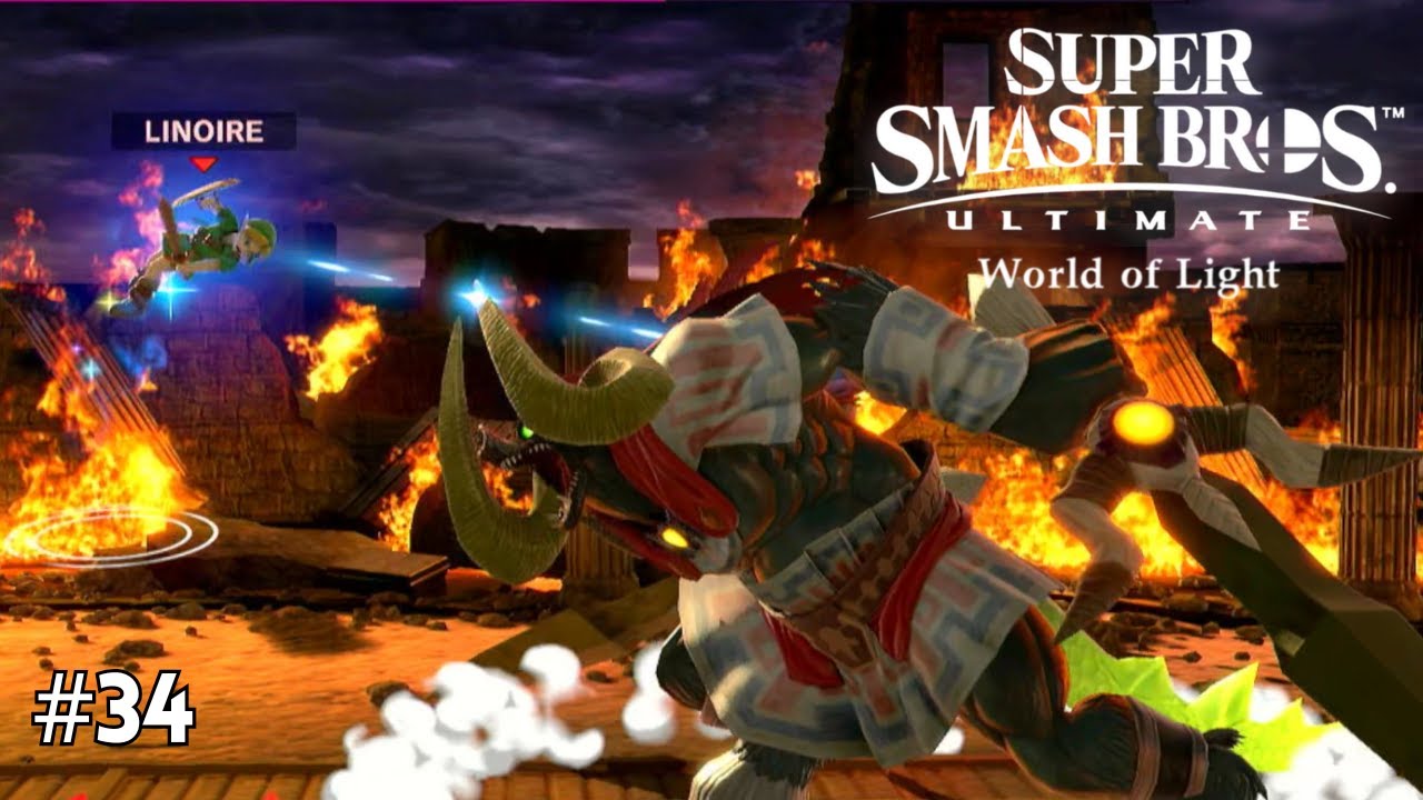 Link vs Ganon (The Sacred Land Boss) [World of Light (NG+, Hard)] | Super Smash Bros. Ultimate [#34]