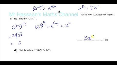 0580/02/SP/20 (IGCSE) 2020 Specimen Paper 2 Q27 Indices