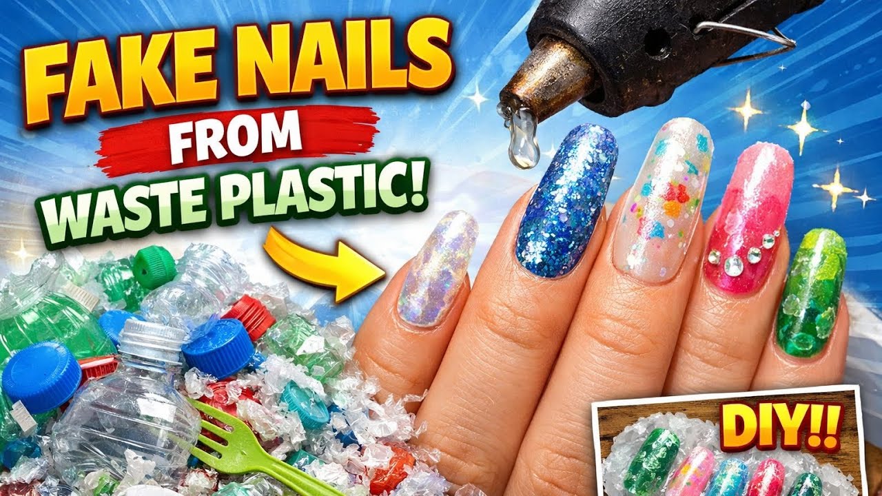 😱 omg DIY fake nails at home / waste material craft/ waste plastic use/ fake nails DIY Home made 
