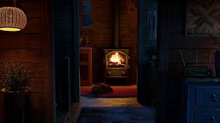 Cozy Winter Ambience with the Sounds of a Fireplace, Blizzard and a Sleeping Cat