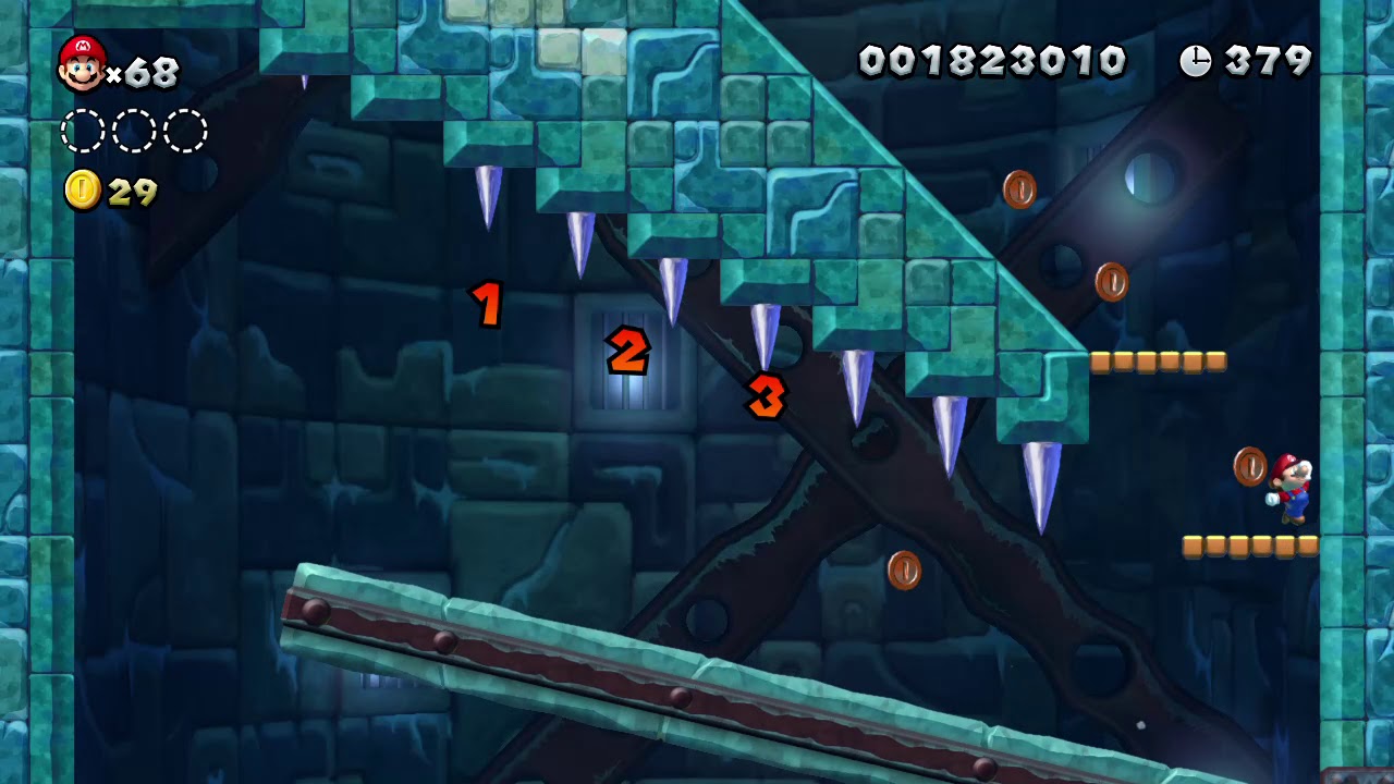 NewスーパーマリオブラザーズUDX】4-砦 雨アラレ ツララだらけのとりで スターコイン1枚目の場所 | 情報配信ゲームる