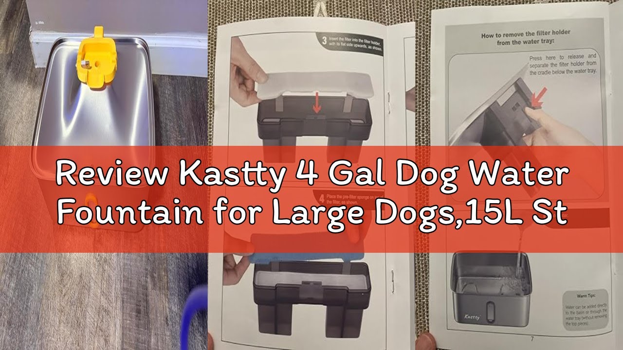 Review Kastty 4 Gal Dog Water Fountain for Large Dogs,15L Stainless Steel Large Pet Water Fountain,