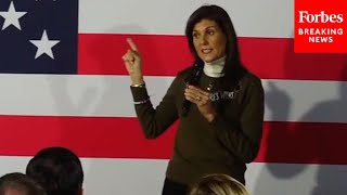 Nikki Haley Campaigns For GOP Presidential Nomination In Iowa City, Iowa, With Caucus Days Away