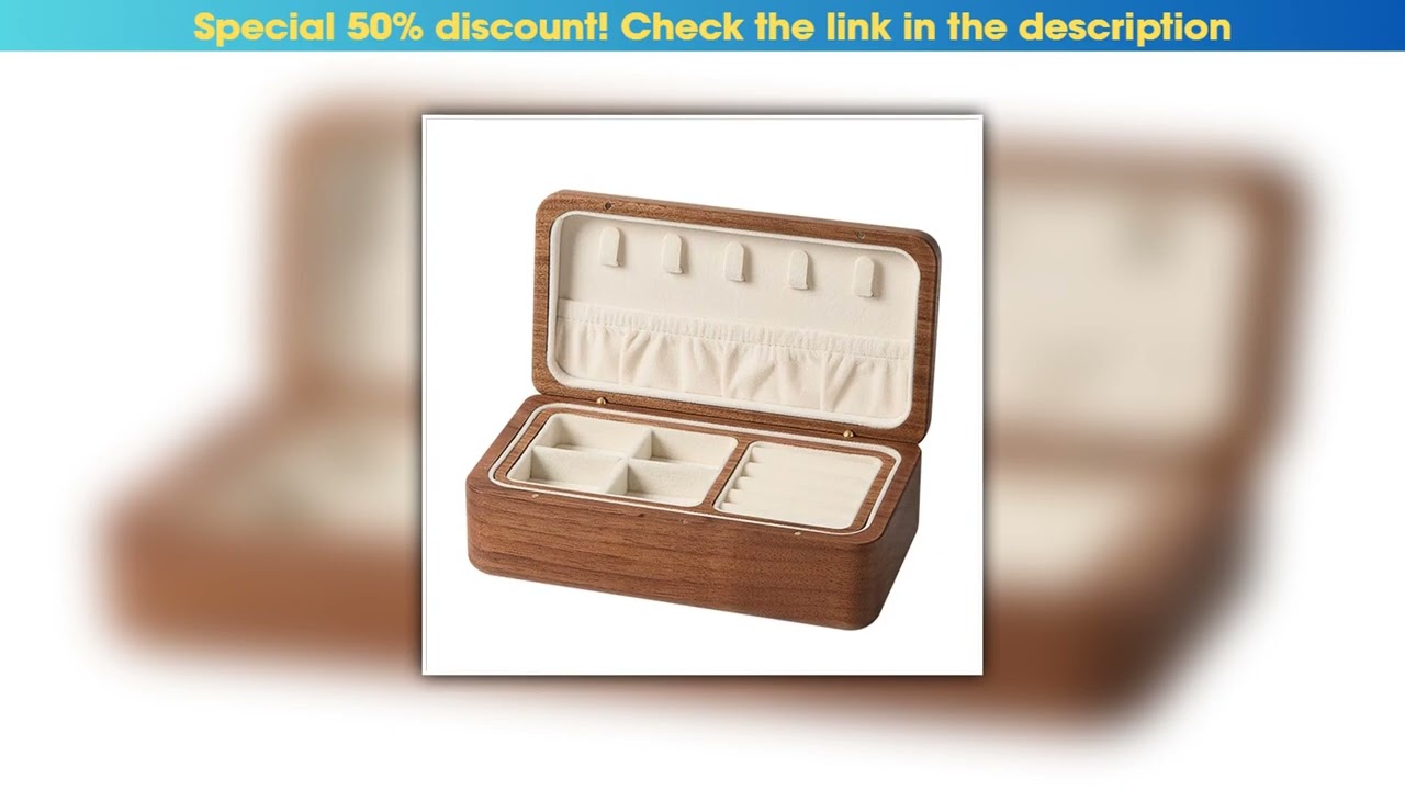 Best AB13-Walnut Wood Jewelry Box Wooden Cases For Wedding Gift For Necklace Bracelets Earrings••••