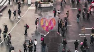 Celebrate Valentine’s Day in Times Square by visiting a giant heart sculpture