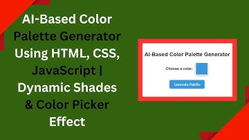🎨 AI-Based Color Palette Generator with HTML, CSS, and JavaScript | Step-by-Step Guide 🌈✨