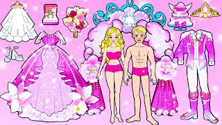 [🐾paper diy🐾] Rapunzel and Ken Pink Wedding Decoration | Rich VS Poor Bride Makeover Storytime