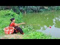 Fishing Video🎣 || Beautiful Expert Lady Fish Catching In The Pond Using Unique Type of Food