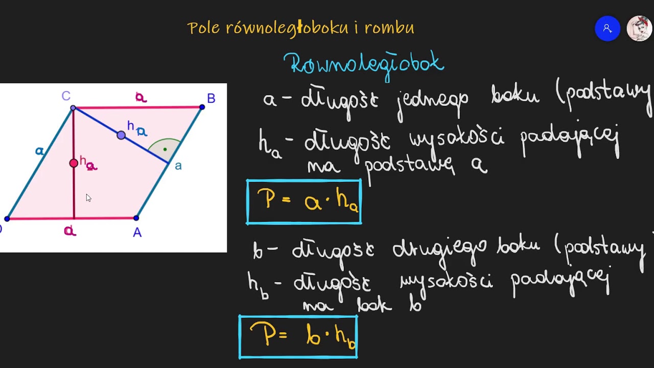 Równoległoboki I Romby Kl 5 Sprawdzian Klasa 5.14 Pole równoległoboku i rombu (wzory) - YouTube
