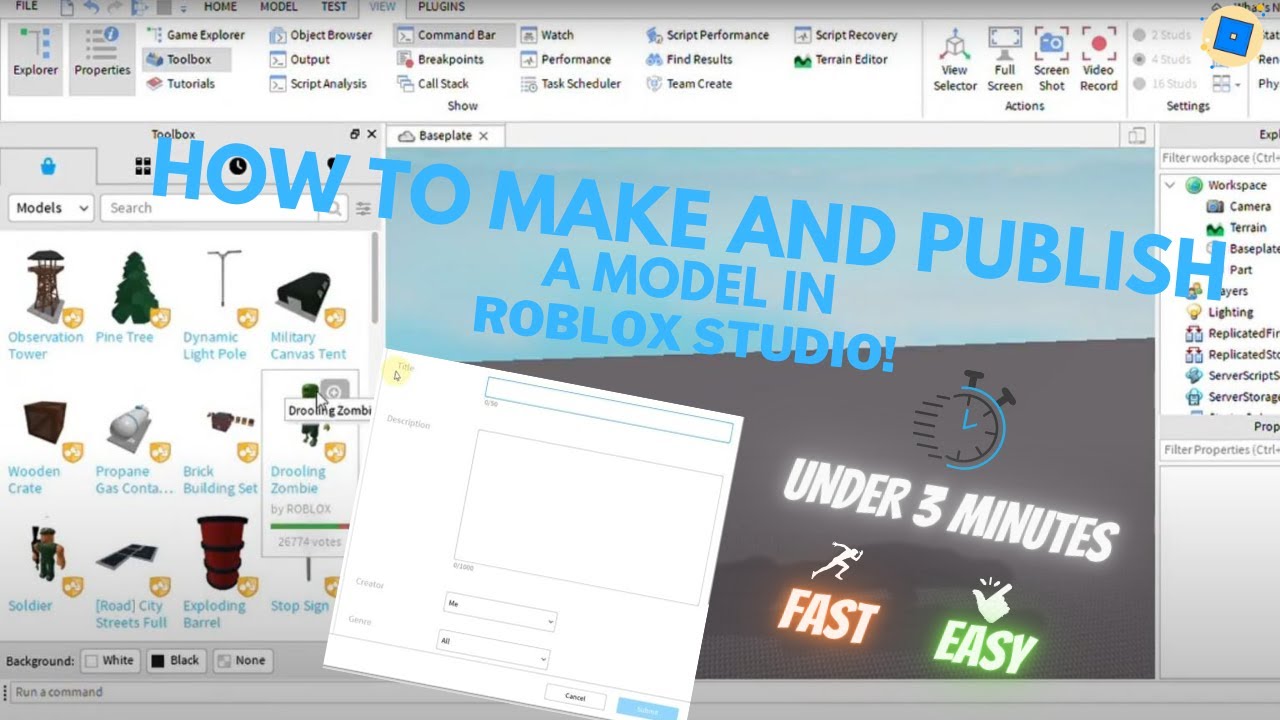 How To Publish And Make A Model In Roblox Studio Explained In 3 Minutes Youtube - roblox studio online website