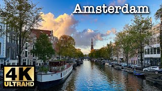 Amsterdam Walk🇳🇱Sunset in the centre of Amsterdam | October 2022 [4K 60fps]