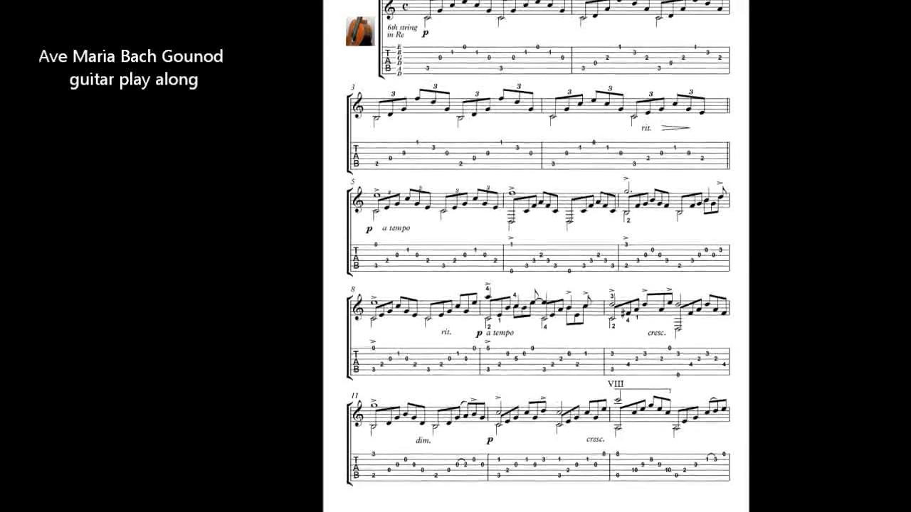Ave Maria Bach Gounod guitar play along music sheet download - YouTube