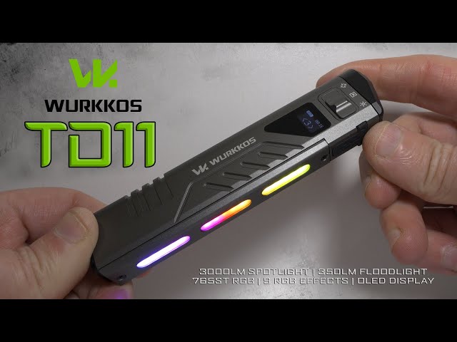 WURKKOS TD11 - 3000 lumens tactical flashlight with OLED display