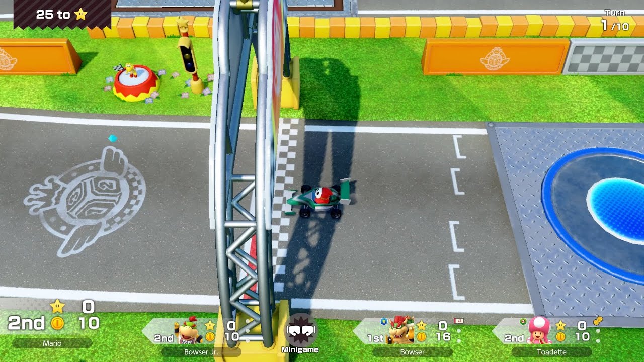 Super Mario Party Jamboree #16 Roll 'em Raceway Shy Guy vs Toadette vs Bowser vs Bowser Jr