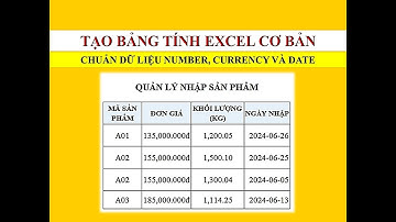 DỮ LIỆU DATE, NUMBER VÀ CURRENCY TRONG EXCEL