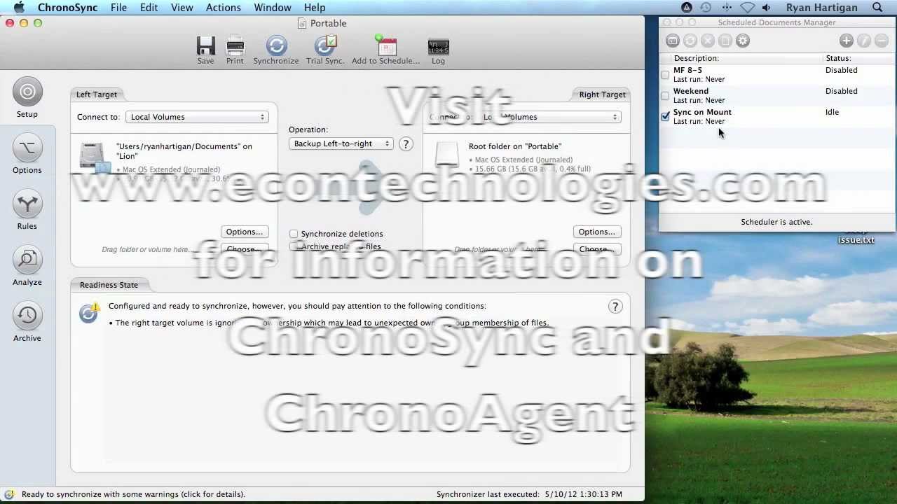 Schedule A ChronoSync Sync Document To Run When A Volume Mounts