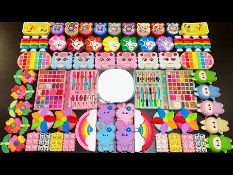 MIXING SLIME WITH CLAY VS MAKEUP VS GLITTER ! Mixing Random Things Into GLOSSY Slime #7657
