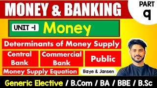 Determinants of Money Supply | Unit-1 Money | Money u0026 Banking | GE Sem-3, B.com (H), BA, BSc, DU