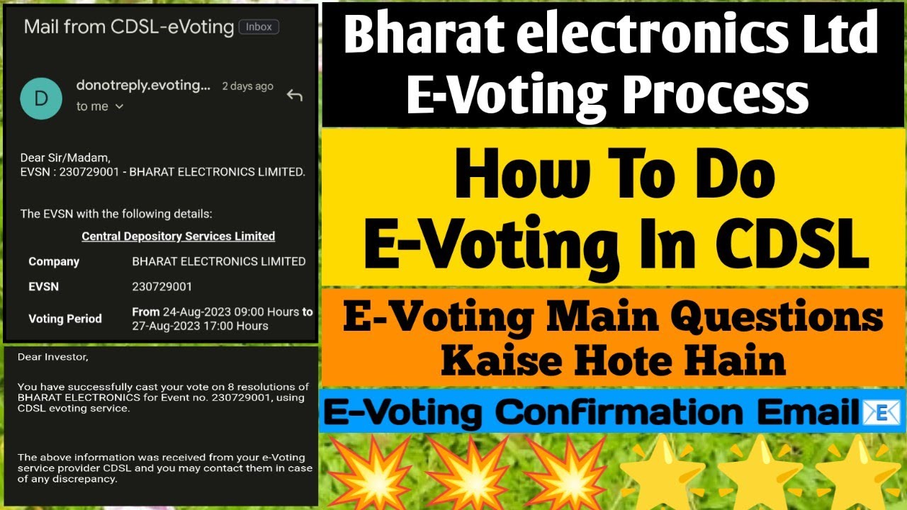Bharat Electronics Ltd EVoting CDSL EVoting Kaise Kare EVoting