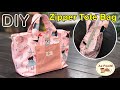 DIY Zipper Tote Bag, easy making | วิธีการเย็บกระเป๋าถือแบบติดซิปปากกระเป๋า