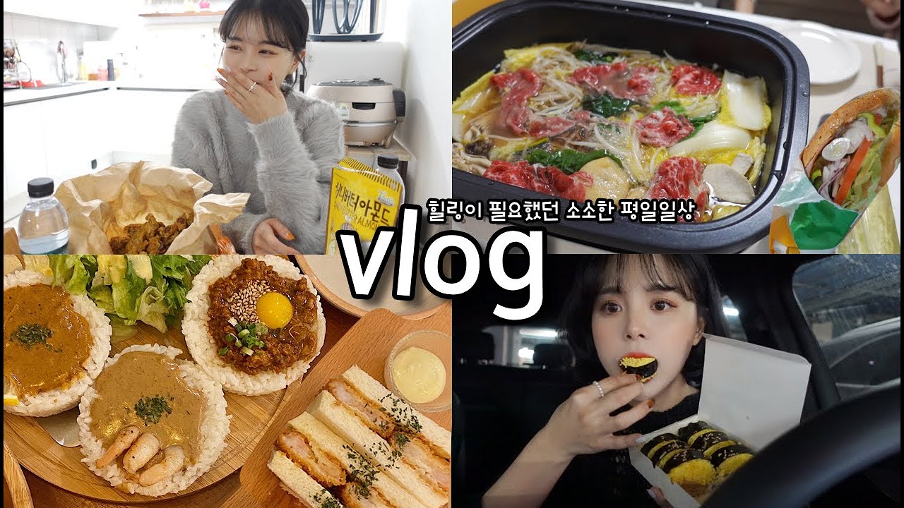 [일상vlog] 내가 좋아하는 맛집음식덜 _ 시장 똥집튀김+계란가득김밥+샤브샤브+감성카레+서브웨이